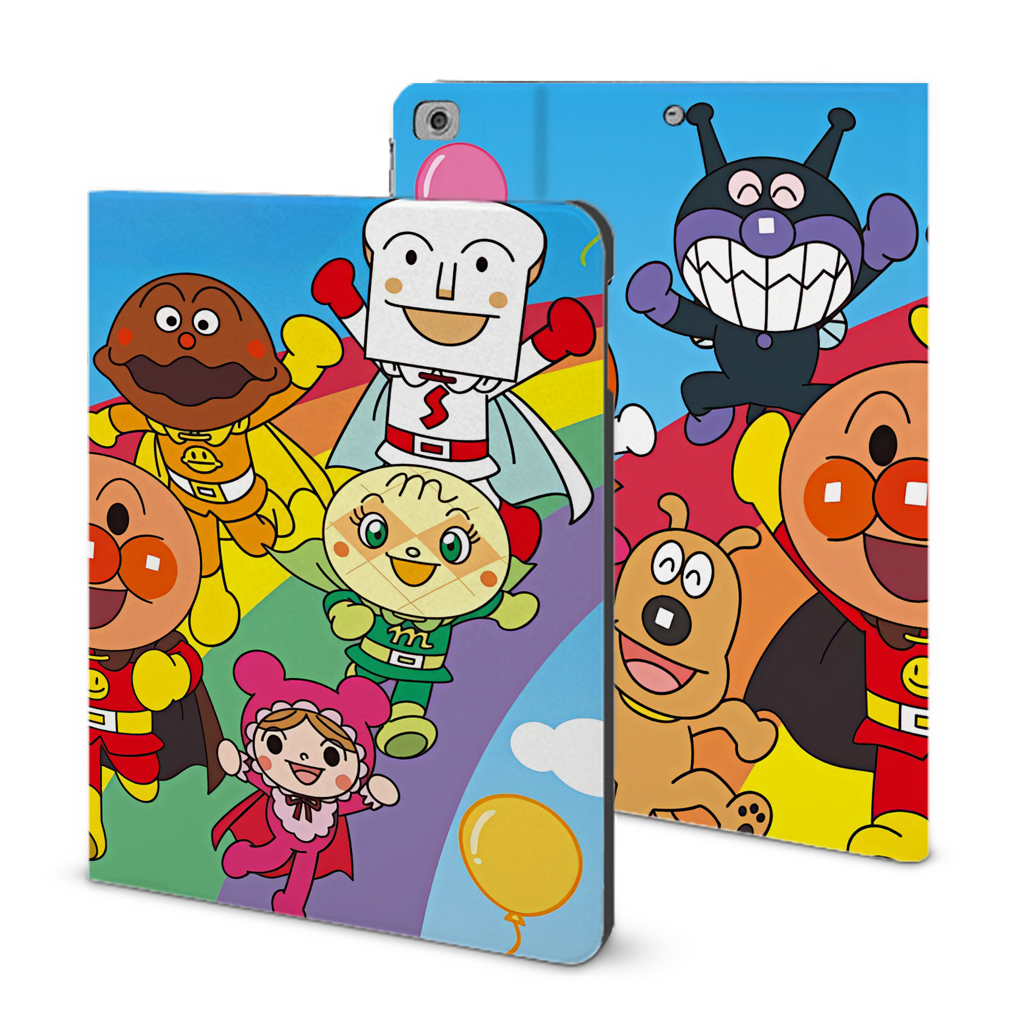 （画像用） アンパンマン Anpanman IPad ケース ブック型 PUレザー TPU 耐衝撃 軽量 薄型 ペン収納なし 全面保護 IPad 各モデル対応